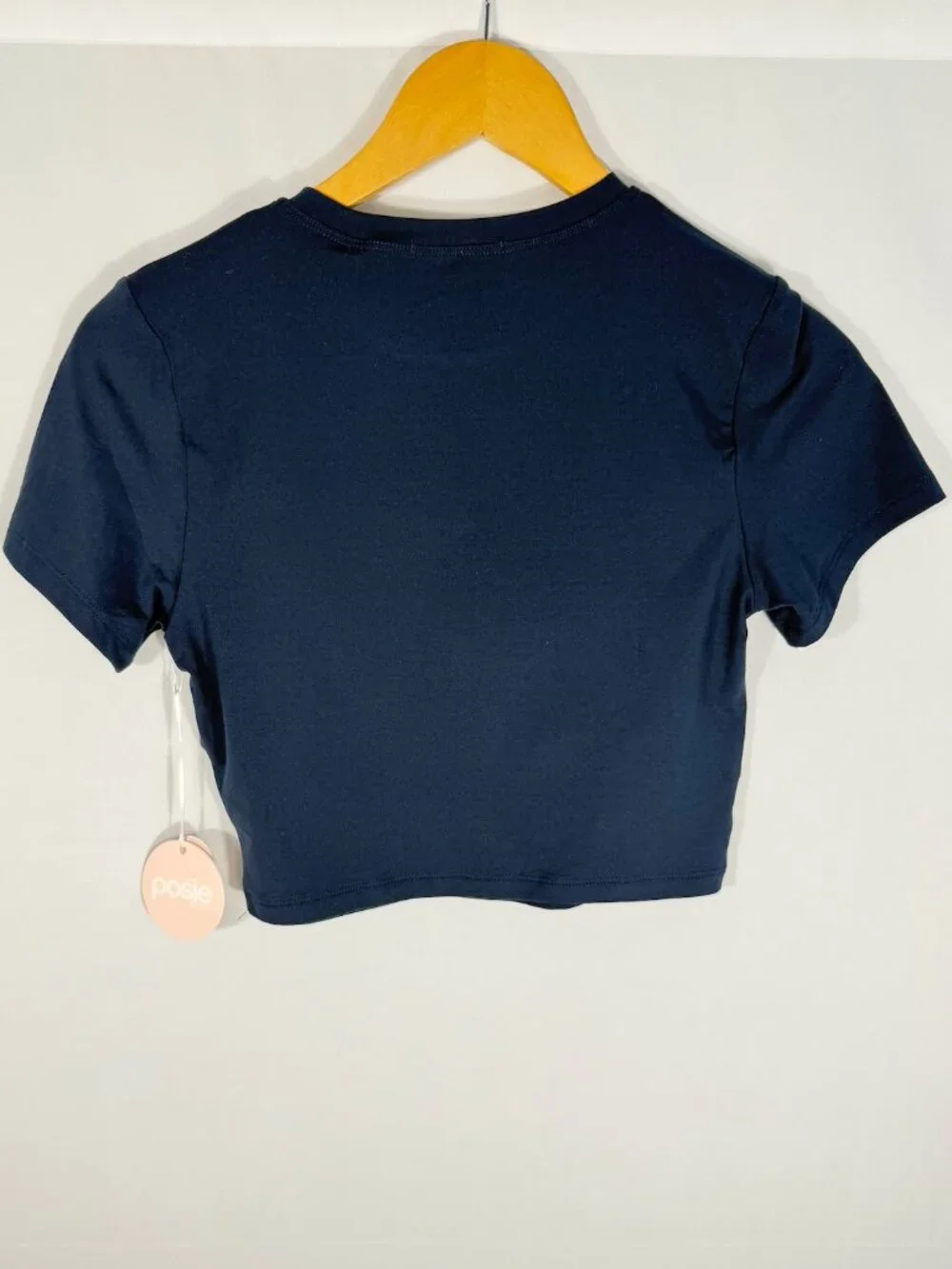 Posie Active Cloud Knit 3 Piece Set Navy NWT Foldover Flare Pants Tee Top